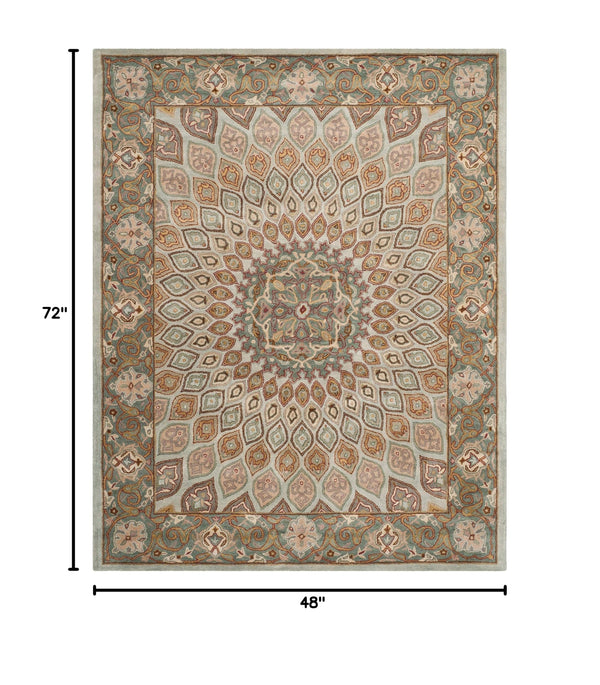 Hand-Tufted Wool Area Rug 4' x 6' – Traditional Oriental Medallion