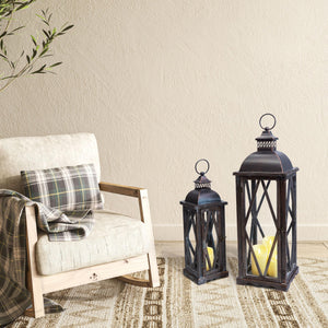 Farmhouse Outdoor Lanterns Set of 2 – Rustic Candle Holder Decor for Patio, Porch & Garden