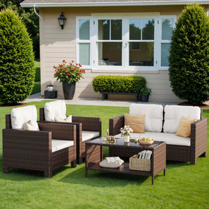 4-Piece Outdoor Wicker Patio Furniture Set