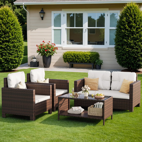 4-Piece Outdoor Wicker Patio Furniture Set