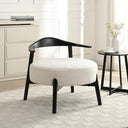 Wishbone Back Accent Chair – Bouclé Fabric, Birch Wood Legs