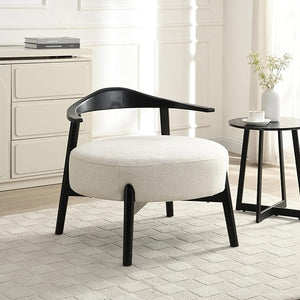 Wishbone Back Accent Chair – Bouclé Fabric, Birch Wood Legs