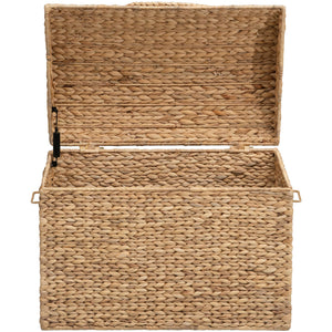 Water Hyacinth Wicker Storage Trunk with Metal Frame