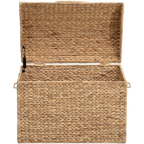 Water Hyacinth Wicker Storage Trunk with Metal Frame