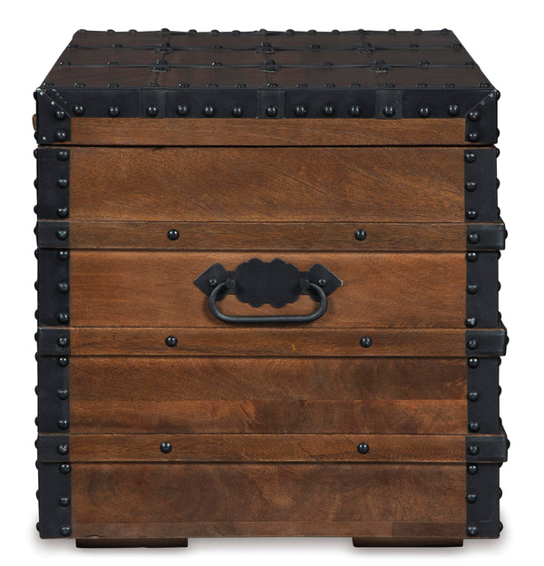 Vintage Wooden Storage Trunk with Hinged Top