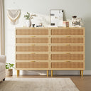 5-Drawer Rattan Dresser with Wide Top