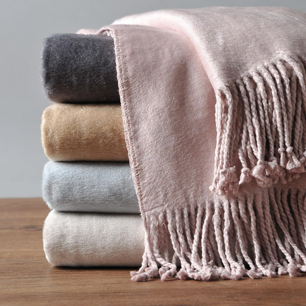 Fringed Mulberry Silk Throw Blanket