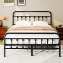 Metal Platform Bed Frame with Victorian Headboard & Footboard