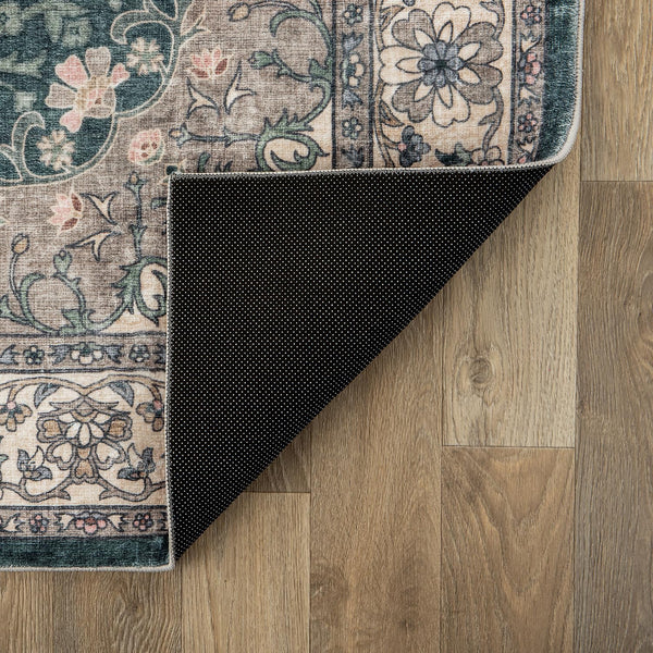 Traditional Oriental Medallion Washable Area Rug