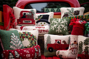 Pine Snowflake Wool Throw Pillow 14x14