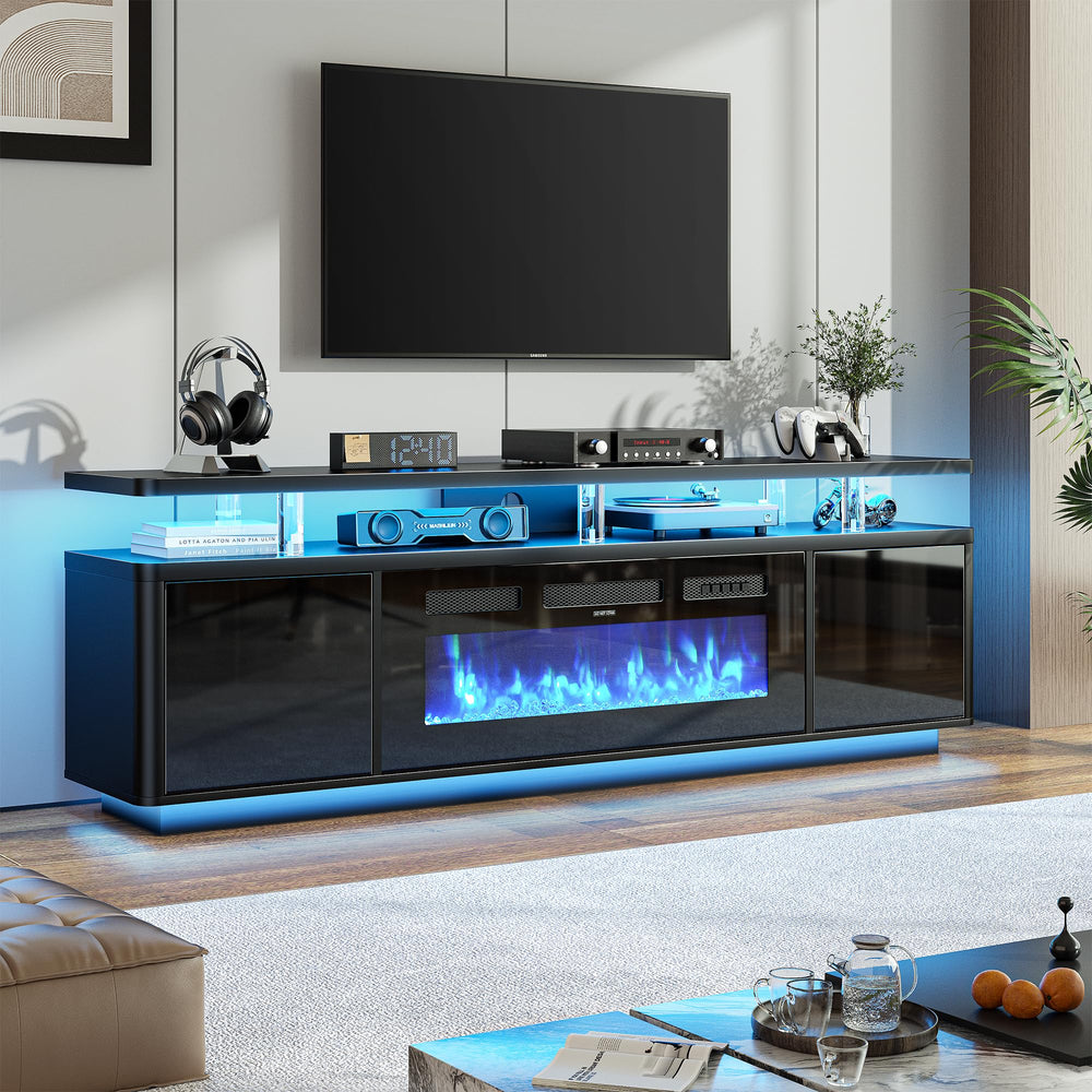 70" Electric Fireplace TV Stand with LED Lights