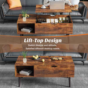 Lift Top Coffee Table with Storage and Hidden Compartment