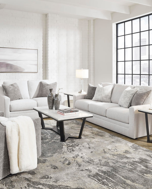 Contemporary Light Gray Sofa with Accent Pillows
