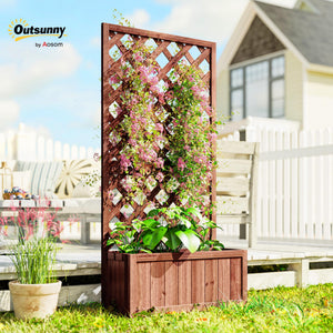 Wooden Raised Garden Bed with Trellis 59" Outdoor Planter Box with Drainage Holes