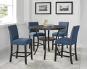 5-Piece Round Counter Height Dining Set with Fabric Nailhead Stools