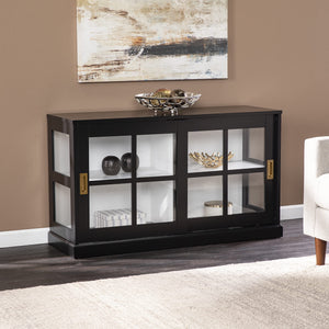 Black Curio Cabinet with Sliding Glass Doors