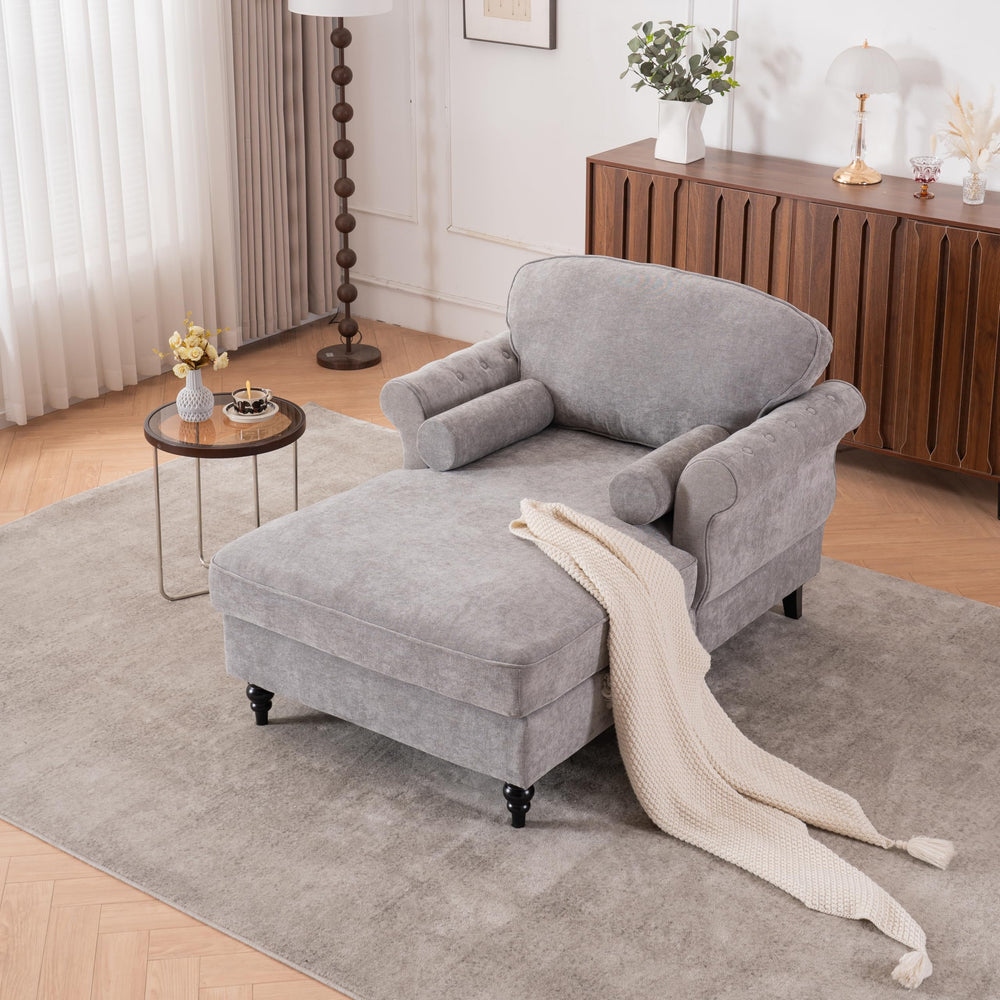 Chenille Recliner Sofa Chair with Curved Armrests & Pocket Springs