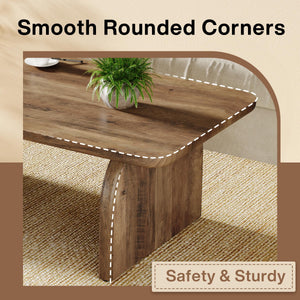 Farmhouse Coffee Table – 47" Rectangular Wood Living Room Table with Rounded Corners