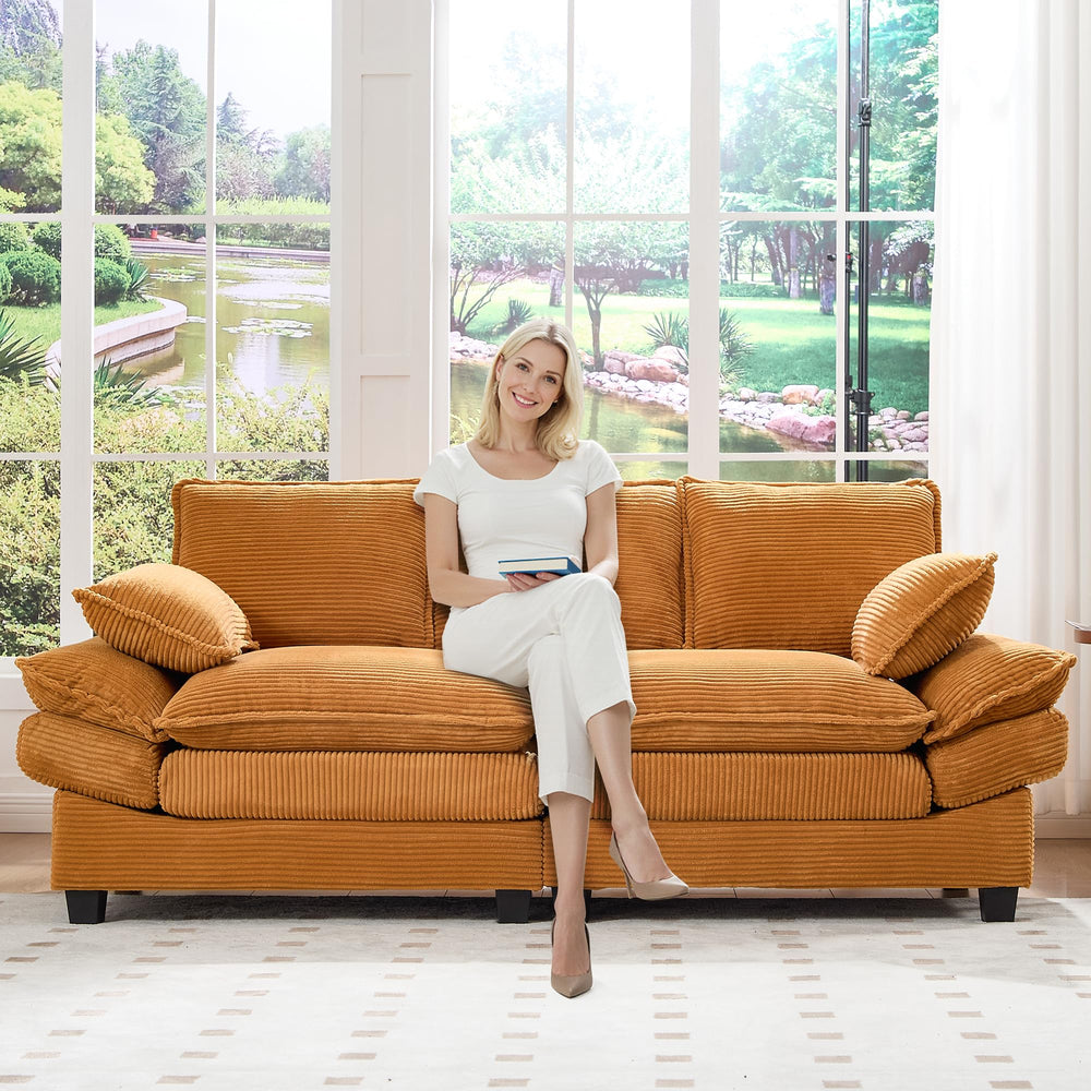 83" Corduroy Loveseat Sofa – 2-Seat Couch with Padded Cushions