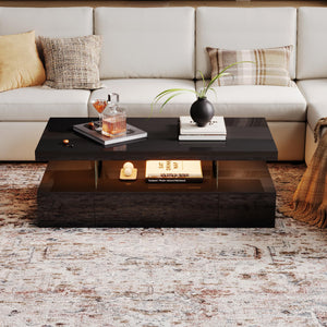 LED Coffee Table with Storage Drawer