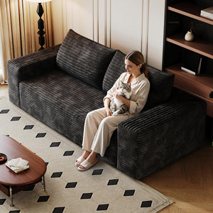 Corduroy Loveseat Boneless Sofa Couch – No Assembly, High-Density Foam