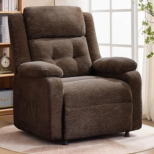 Oversized Power Recliner Chair with Electric Recline & Chenille Fabric