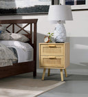 Rattan Nightstand with 2 Drawers