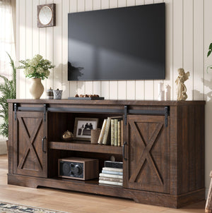 66" Farmhouse TV Stand with Barn Door