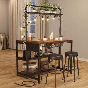 Kitchen Island with Storage & Bakers Rack