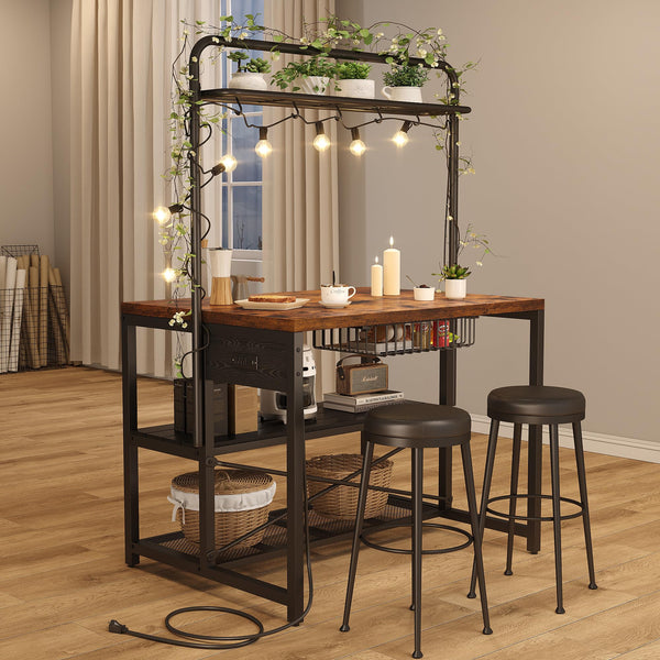 Kitchen Island with Storage & Bakers Rack