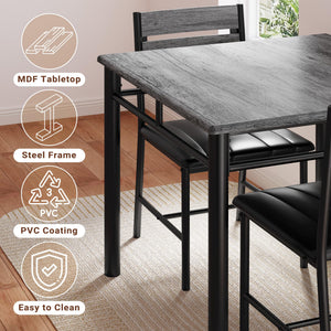 2-Person Dining Table Set with Upholstered Chairs