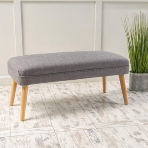 Mid Century Modern Fabric Ottoman – Light Grey