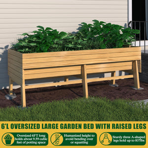 Large Elevated Cedar Raised Garden Bed with Legs & Liner