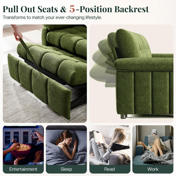 4-in-1 Convertible Sofa Bed with Adjustable Backrest