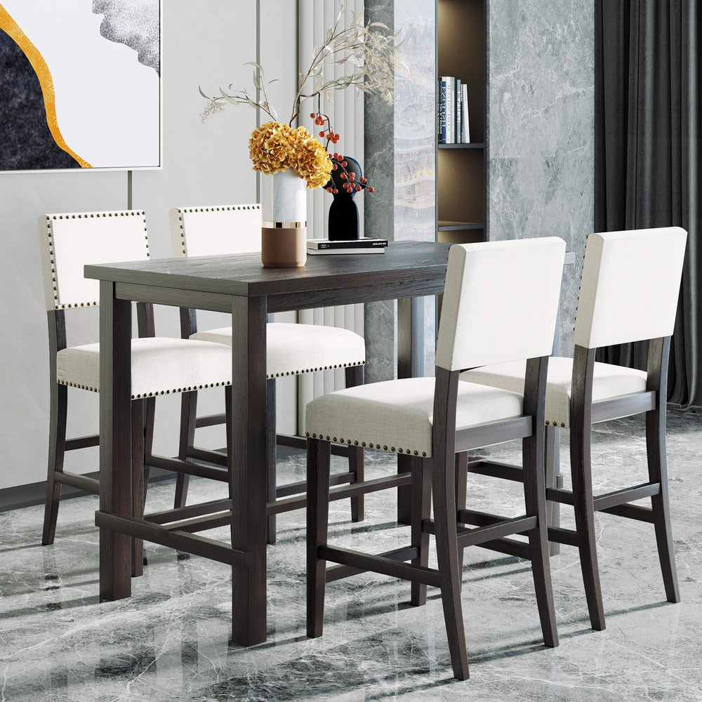 5-Piece Counter Height Dining Set with Cushioned Chairs