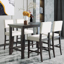 5-Piece Counter Height Dining Set with Cushioned Chairs