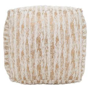 Foil Print Faux Fur Pouf – Square Ottoman 20" x 20" x 14"