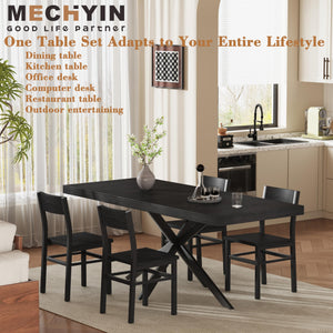 Extendable Dining Table Set with 4 Chairs — 55" to 70.9", MDF & Metal, Mid-Century Modern
