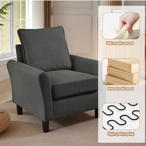 4-Piece Corduroy Living Room Set – Sofa, Loveseat & Ottoman