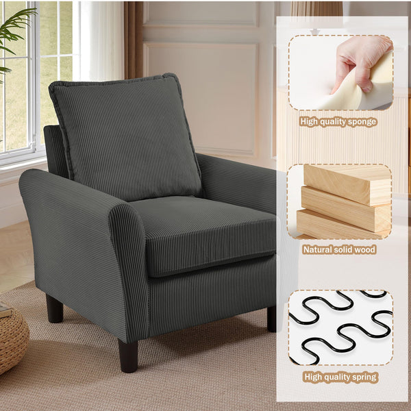 4-Piece Corduroy Living Room Set – Sofa, Loveseat & Ottoman