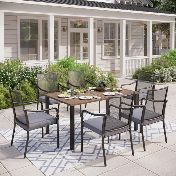 Outdoor Patio Dining Set with Textilene Chairs & Rectangular Table