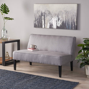 Modern Fabric Loveseat – Grey & Matte Black