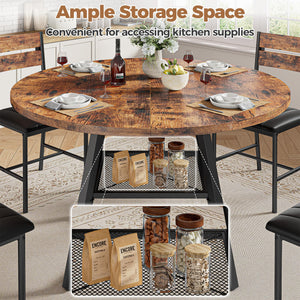 47.2" Round Dining Table with Storage Shelf