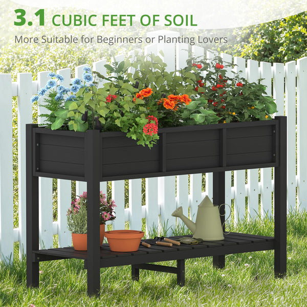 Raised Garden Bed with Storage Shelf and Tools
