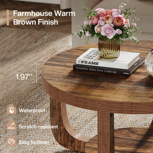 Round 2-Tier Coffee Table with Storage