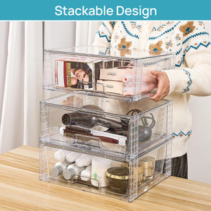 Clear Stackable Storage Drawers with Handles – 15" Wide Acrylic Organizer Bins