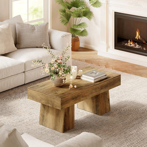 Farmhouse Coffee Table 47 Inch Wooden Rectangular