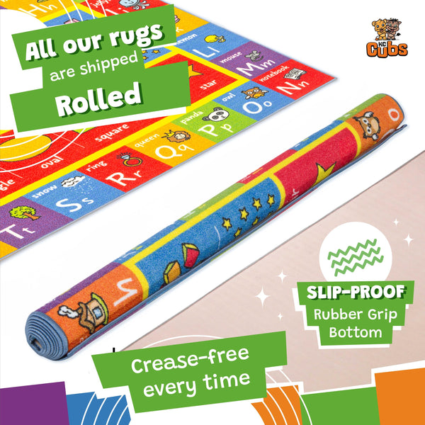 Kids Educational ABC Alphabet Numbers & Shapes Area Rug