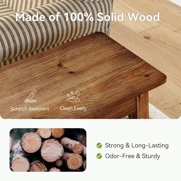 Solid Wood Narrow End Tables Set of 2 with Storage