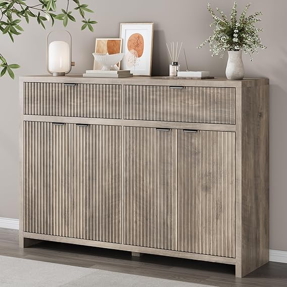 55" Fluted Buffet Cabinet with Storage & Sideboard